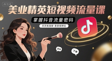 美业精英短视频流量课，掌握抖音流量密码，天天有询单，条条有转化-鼎铸网
