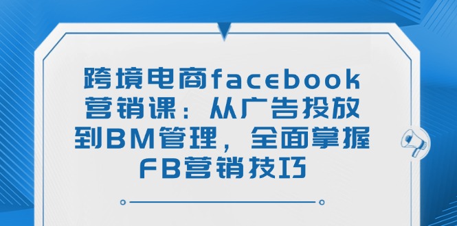跨境电商facebook营销课：从广告投放到BM管理，全面掌握FB营销技巧-鼎铸网