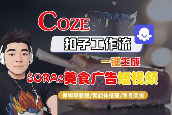 Coze扣子智能体工作流一键生成“SORA2美食广告“短视频，全流程保姆级教学-鼎铸网