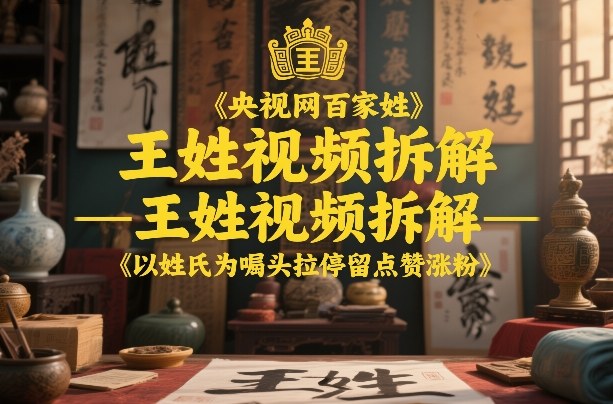 央视网百家姓–王姓视频拆解，以姓氏为噱头拉停留点赞涨粉-鼎铸网