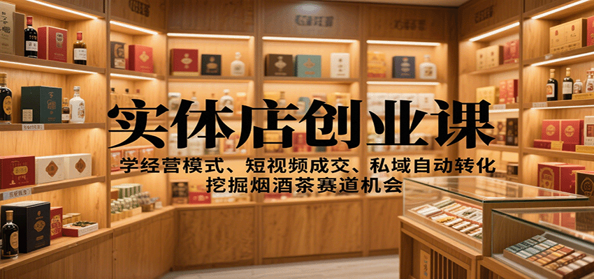 实体店创业课：学经营模式、短视频成交、私域自动转化，挖掘烟酒茶赛道机会-鼎铸网