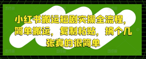 小红书搬运短剧实操全流程，简单搬运，复制粘贴，搞个几张真的很简单-鼎铸网