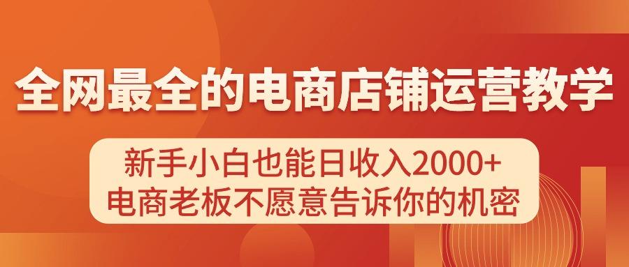 电商店铺运营教学，新手小白也能日收入2000+，电商老板不愿意告诉你的机密-鼎铸网