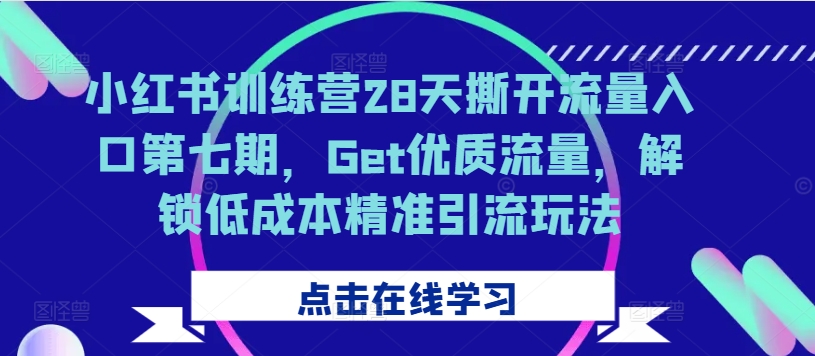 小红书训练营28天撕开流量入口第七期，Get优质流量，解锁低成本精准引流玩法-鼎铸网
