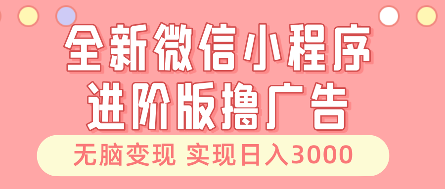 全新微信小程序进阶版撸广告 无脑变现睡后也有收入 日入3000＋-鼎铸网