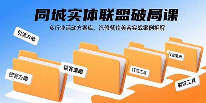 同城实体联盟破局课，多行业活动方案库，汽修餐饮美容实战案例拆解-鼎铸网