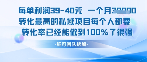 每单利润40一个月7k+转化最高的私域项目，每个人都要的产品转化率已经能做到100%-鼎铸网