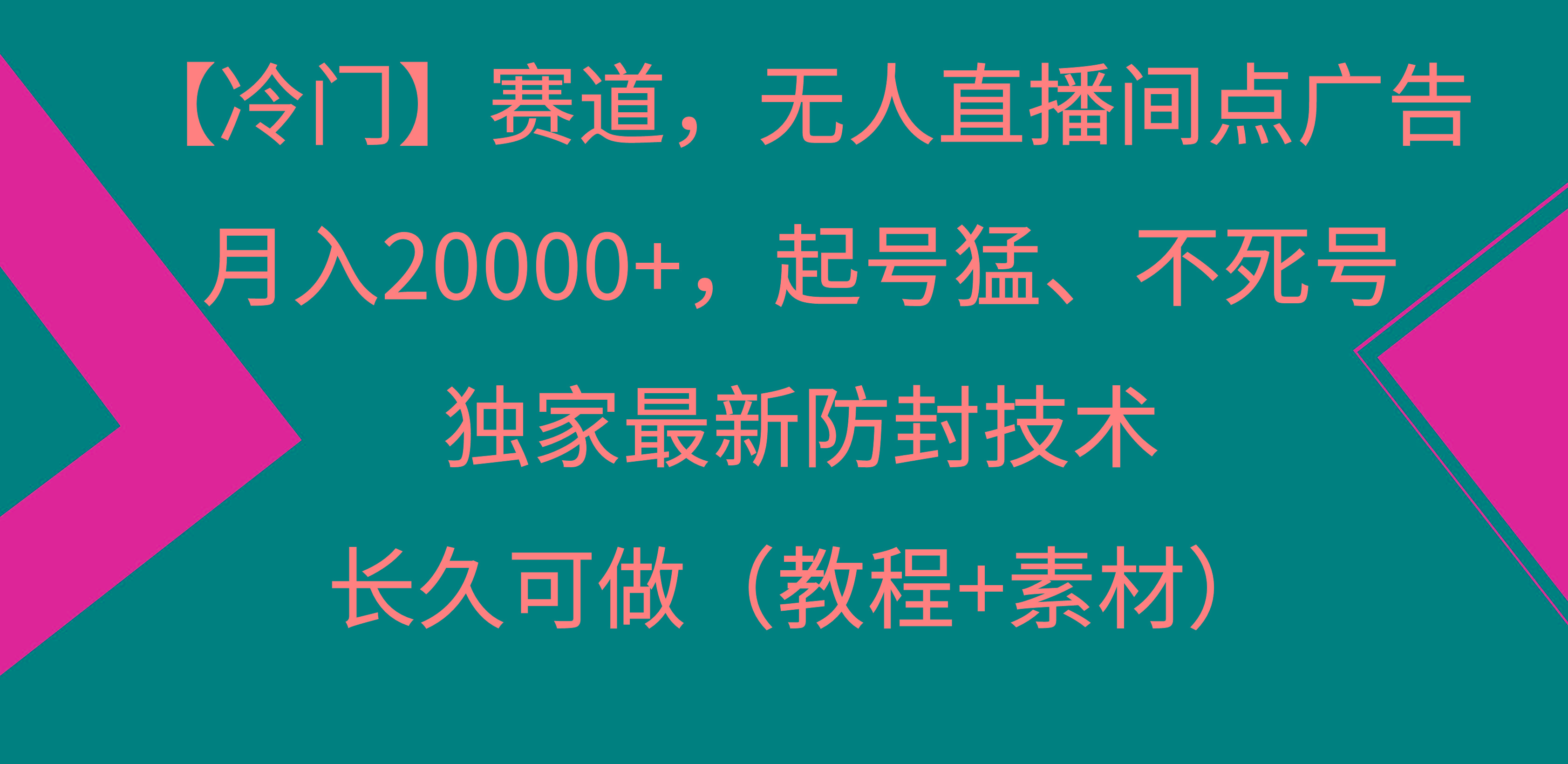 【冷门】赛道，无人直播间点广告，月入20000+，起号猛、不死号，独家最...-鼎铸网