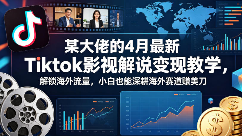 某大佬的4月最新Tiktok影视解说变现教学，解锁海外流量，小白也能深耕海外赛道賺美刀-鼎铸网