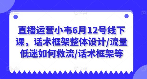 直播运营小韦6月12号线下课，话术框架整体设计/流量低迷如何救流/话术框架等-鼎铸网