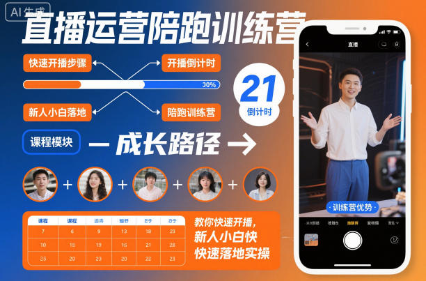 直播运营陪跑训练营，教你快速开播，新人小白快速落地实操-鼎铸网