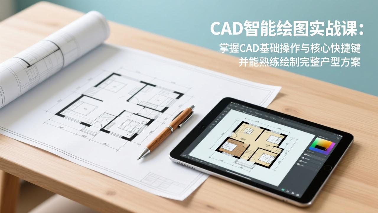 CAD智能绘图实战课：掌握CAD基础操作与核心快捷键，并能熟练绘制完整户型方案-鼎铸网