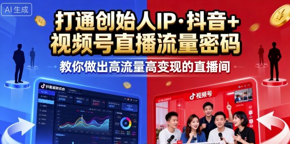 25年直播9-10两期线下课，打通创始人IP，抖音+视频号直播流量密码，教你做出高流量高变现的直播间-鼎铸网