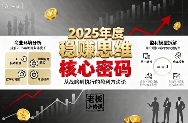 2025年度稳賺思维老板创业营，拆解2025年新商业环境下，企业实现持续盈利的核心密码-鼎铸网