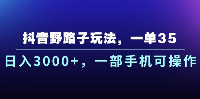 抖音野路子玩法，一单35.日入3000+，一部手机可操作-鼎铸网