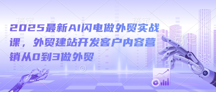 2025最新AI闪电做外贸实战课，外贸建站开发客户内容营销从0到3做外贸-鼎铸网