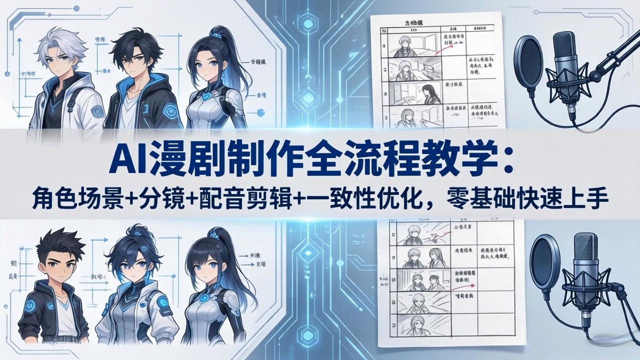 AI漫剧制作全流程教学：角色场景+分镜+配音剪辑+一致性优化，零基础快速上手-鼎铸网