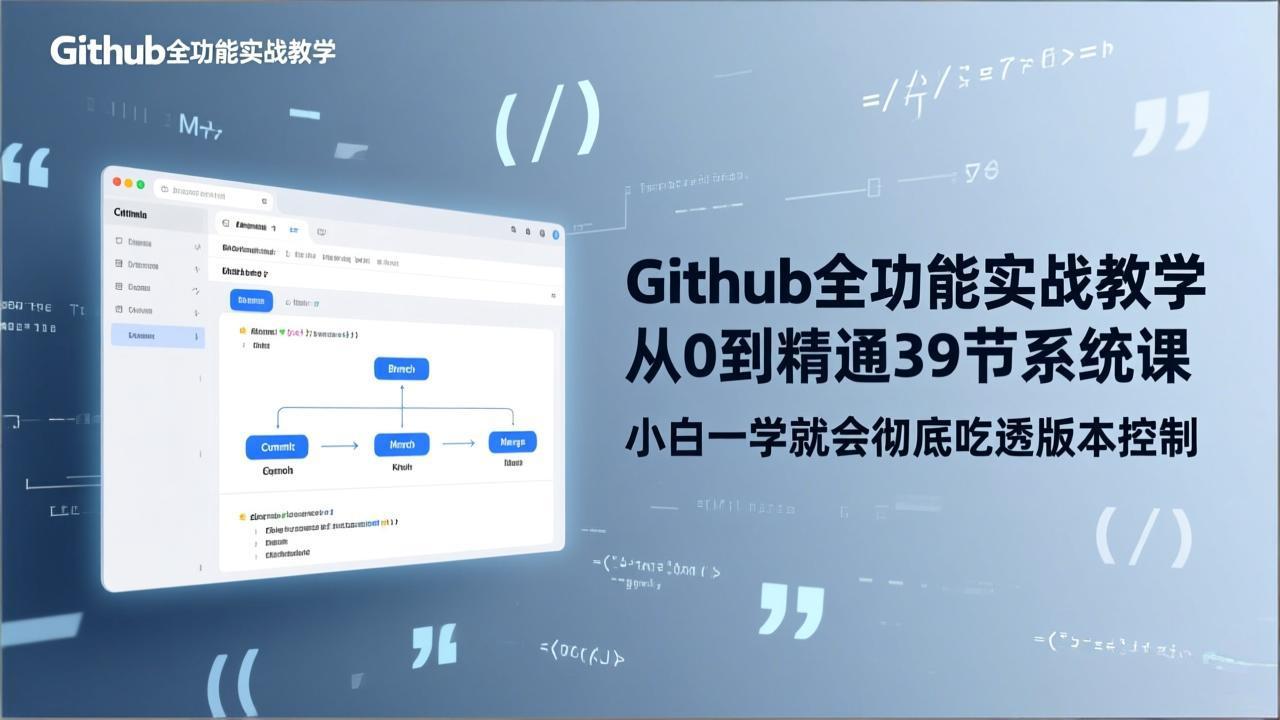 GitHub-全功能实战教学，从0到精通39节系统课，小白一学就会彻底吃透版本控制-鼎铸网