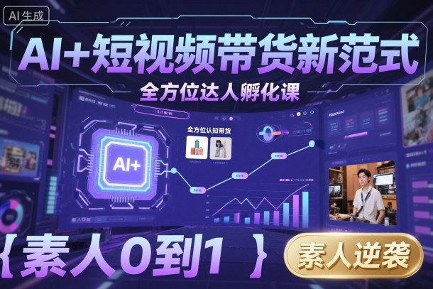 AI+短视频带货新范式全方位达人孵化课，素人也可以从0到1，全方位认知短视频带货-鼎铸网