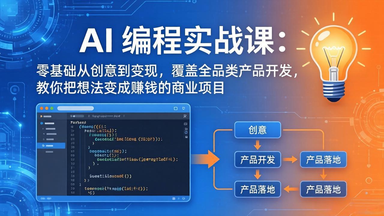 AI编程实战课-第三期-5月3更新：零基础从创意到变现，覆盖全品类产品开发，把想法变成赚钱项目-鼎铸网