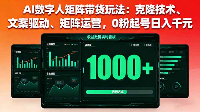 AI数字人矩阵带货玩法：克隆技术、文案驱动、矩阵运营，0粉起号日入千元-鼎铸网