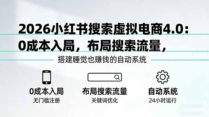 2026小红书搜索虚拟电商4.0：0成本入局，布局搜索流量，搭建睡觉也赚钱的自动系统-鼎铸网
