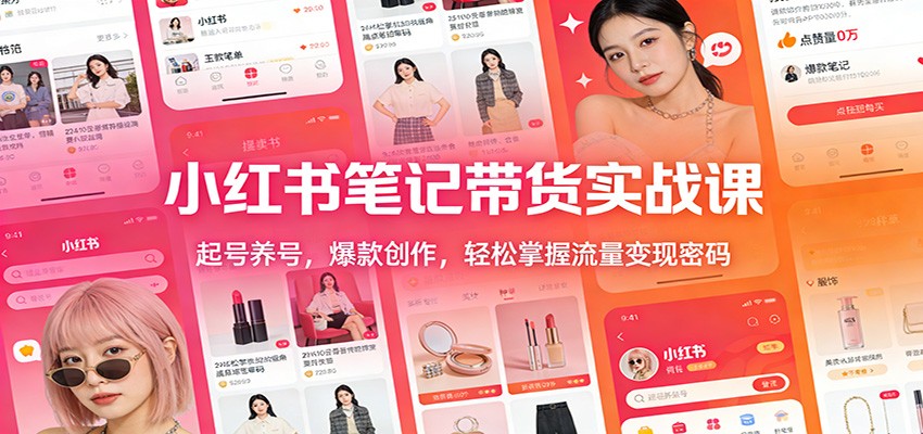 小红书笔记带货实战课：起号养号，爆款创作，轻松掌握流量变现密码-鼎铸网