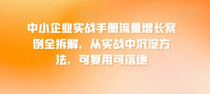 中小企业实战手册流量增长案例全拆解，从实战中沉淀方法，可复用可落地-鼎铸网