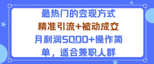 小众赛道玩法：当下最热门的变现方式，精准引流+被动成交月利润5k+操作简单，适合兼职人群-鼎铸网
