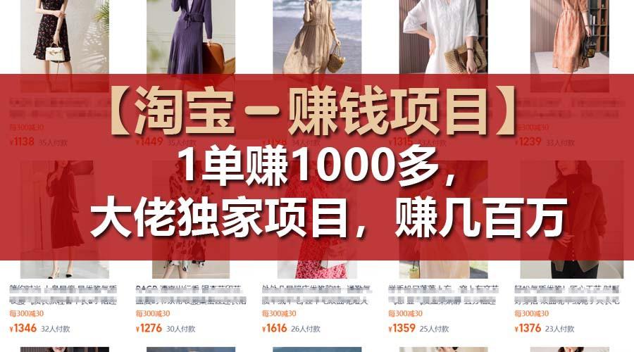 【淘宝赚钱项目】1单可赚1000多，大佬独家项目，年赚几百万-鼎铸网