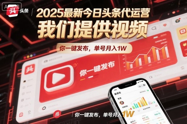 2025最新今日头条代运营，我们提供视频，你一键发布，单号月入1W【揭秘】-鼎铸网