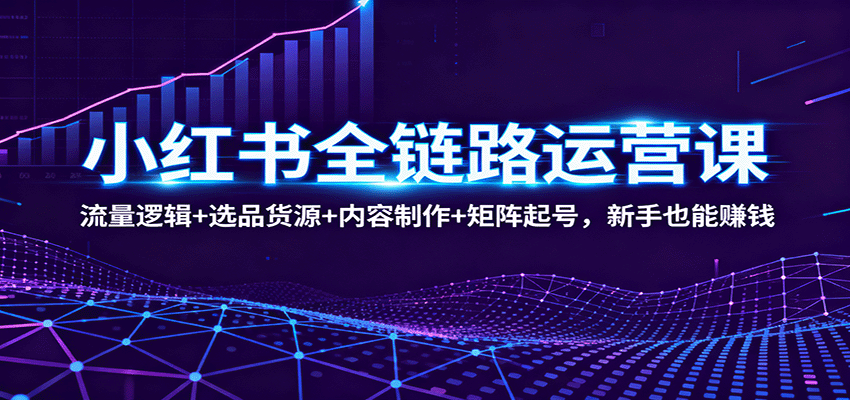 小红书全链路运营课：流量逻辑+选品货源+内容制作+矩阵起号，新手也能赚钱-鼎铸网