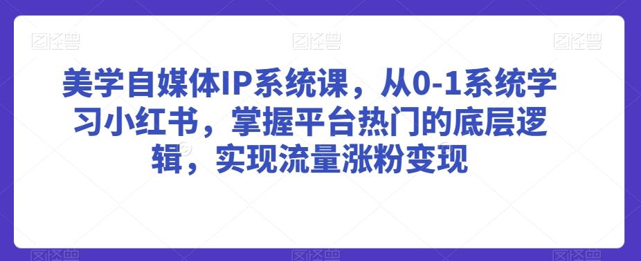 美学自媒体IP系统课，从0-1系统学习小红书，掌握平台热门的底层逻辑，实现流量涨粉变现-鼎铸网