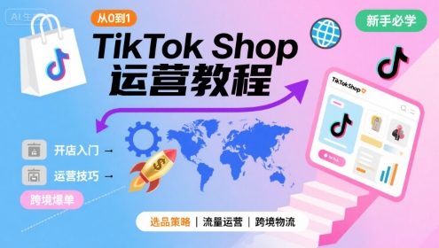 TikTok Shop从0到1运营教程，TikTok跨境电商新手必学课程-鼎铸网