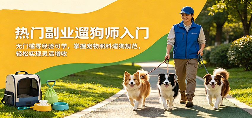 热门副业遛狗师入门，无门槛零经验可学，掌握宠物照料遛狗规范，轻松实现灵活增收-鼎铸网