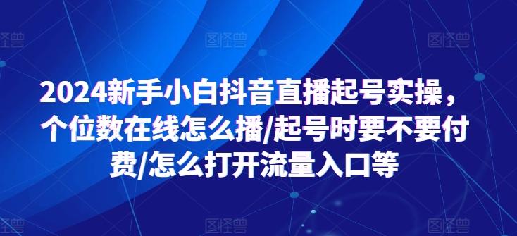 2024新手小白抖音直播起号实操，个位数在线怎么播/起号时要不要付费/怎么打开流量入口等-鼎铸网