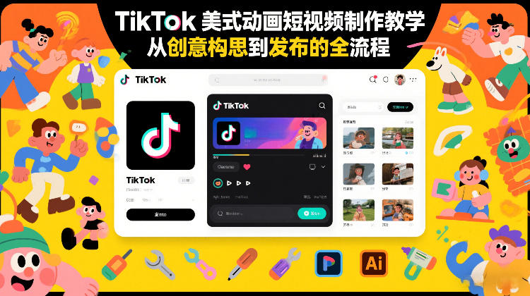 TikTok美式动画短视频制作教学，从创意构思到发布的全流程-鼎铸网