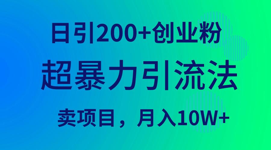 (9654期)超暴力引流法，日引200+创业粉，卖项目月入10W+-鼎铸网