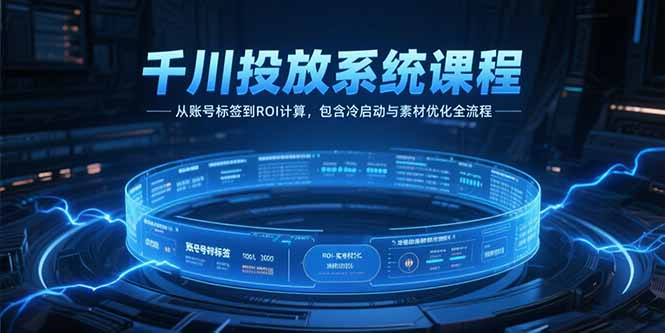 千川投放系统课程，从账号标签到ROI计算，包含冷启动与素材优化全流程-鼎铸网