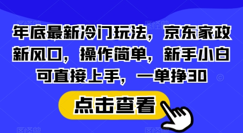 年底最新冷门玩法，京东家政新风口，操作简单，新手小白可直接上手，一单挣30【揭秘】-鼎铸网