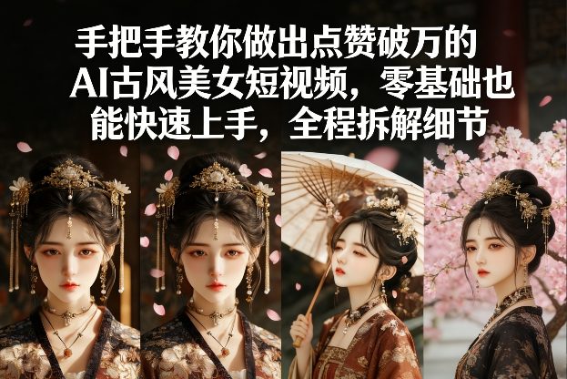 48152defe6ce4c9bc6fcbc994e16834e.jpeg 手把手教你做出点赞破万的AI古风美女短视频,零基础也能快速上手,全程拆解细节