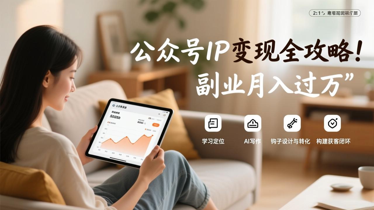 公众号IP变现全攻略，学习定位、AI写作、钩子设计与转化，构建获客闭环，副业月入过万-鼎铸网