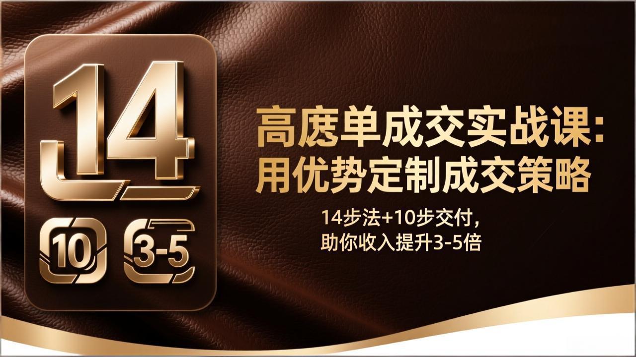 高客单成交实战课：用优势定制成交策略，14步法+10步交付，助你收入提升3-5倍-鼎铸网