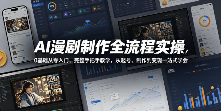 AI漫剧制作全流程实操，0基础从零入门，完整手把手教学，从起号、制作到变现一站式学会-鼎铸网