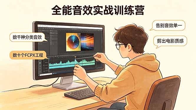 全能音效实战训练营：数千种分类音效+数十个FCPX工程，告别音效单一，剪出电影质感-鼎铸网