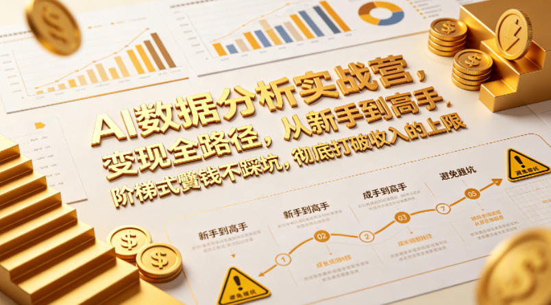 AI数据分析实战营，变现全路径，从新手到高手，阶梯式賺钱不踩坑，彻底打破收入的上限-鼎铸网