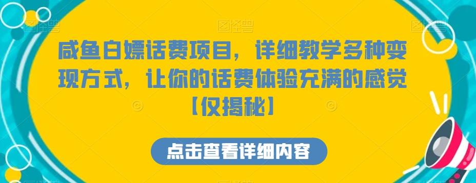 咸鱼白嫖话费项目，详细教学多种变现方式，让你的话费体验充满的感觉【仅揭秘】-鼎铸网