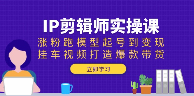 IP剪辑师实操课：涨粉跑模型起号到变现，挂车视频打造爆款带货-鼎铸网