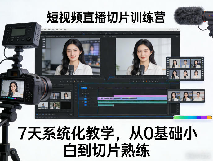 短视频直播切片训练营，7天系统化教学，从0基础小白到切片熟练-鼎铸网
