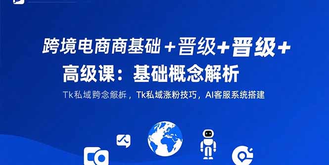 跨境电商基础+晋级+高级课：基础概念解析,Tk私域涨粉技巧,AI客服系统搭建-鼎铸网